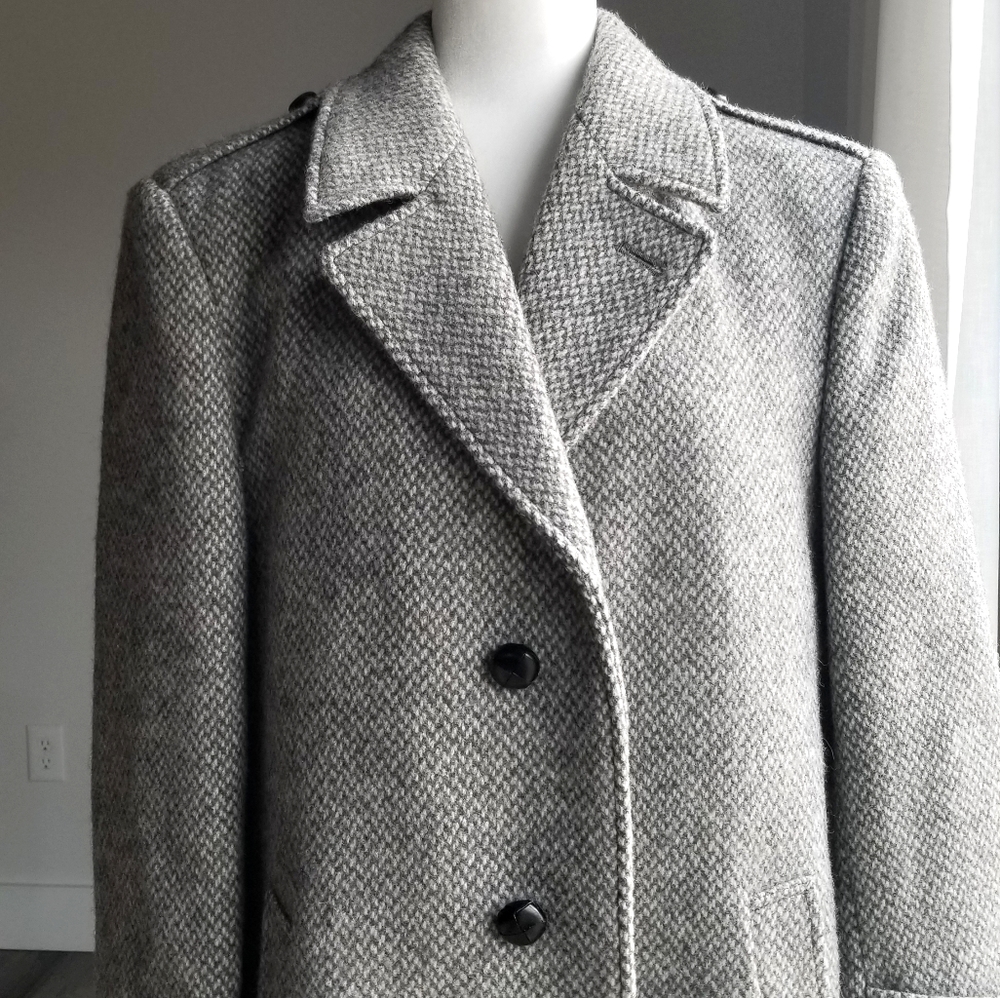 Stafford 100% wool tweed peacoat